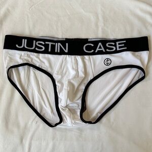 Men’s White Briefs with Black Trim and Logo